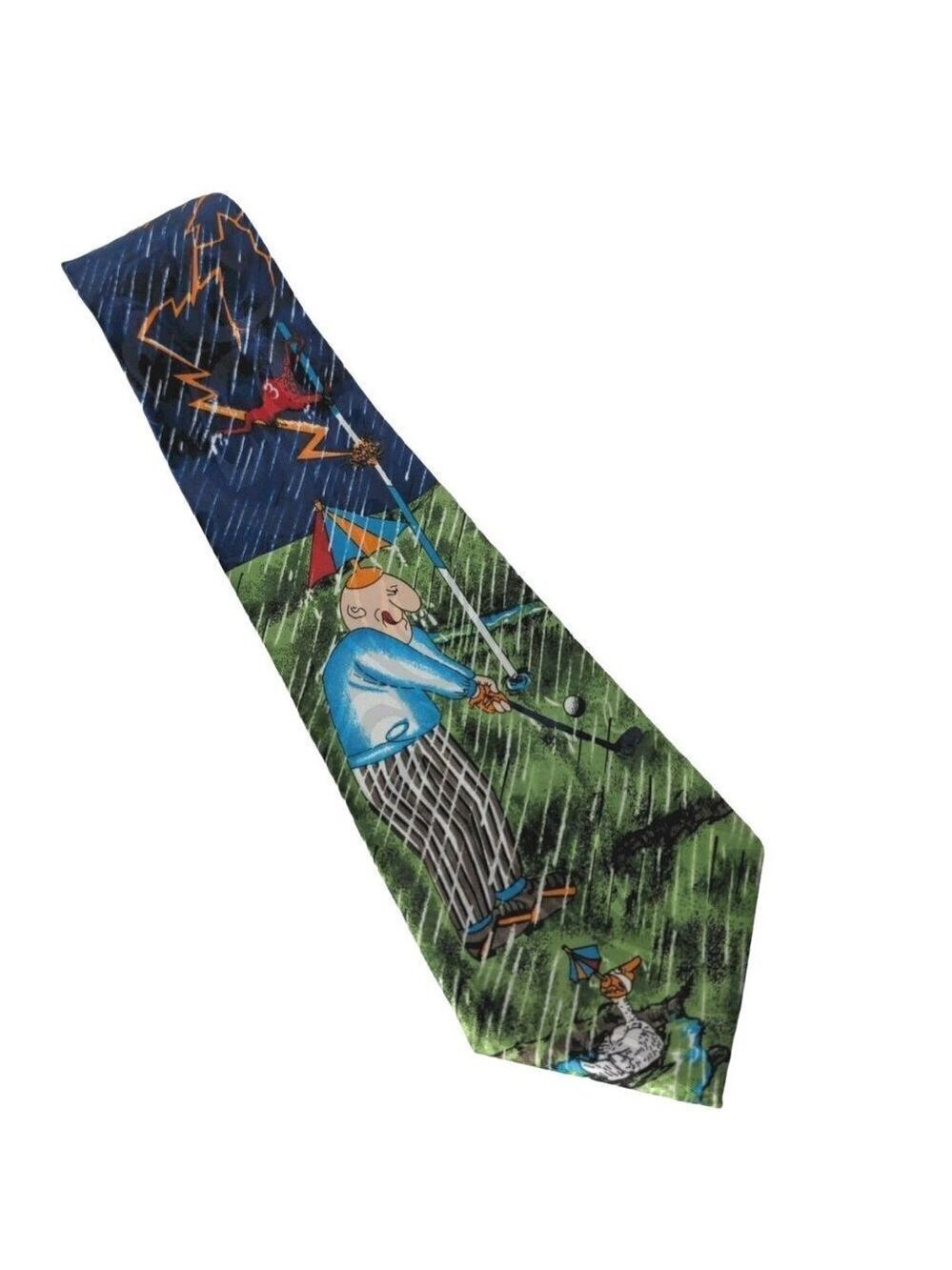 Fratello Golfer Lightning Storm Rain Umbrella Necktie
